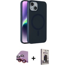 BUTİMAR'S iPhone 14 Çekirdek Modern Prime - Siyah Bilvis Hayalet Cam Ekran Koruyucu + Kırmızı Raze Metal Kamera Lens