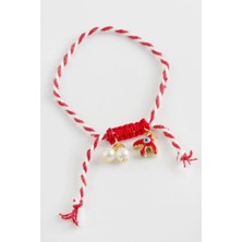 Zero Land Lvsqvr Kırlangıç Inci Marteniçka Makrome Ip Bileklik - Kırmızı