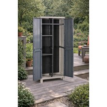 Evinizin Atölyesi Fırçalıklı Plastik Dolap,temizlik Dolabı, Raflı Çok Amaçlı Bölmeli Plastik Dolap 173X65X38 cm