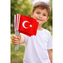 Herşey Nota Plastik Sopalı Alpaka Bez Türk Bayrağı 10’lu Paket 30X45 cm – Dayanıklı Tören ve Kutlama Bayrağı