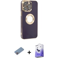 BUTİMAR'S iPhone 13 Pro Max Iz Form Serisi - Siyah Bilvis 5in1 5d Magic Hayalet Cam Ekran Koruyucu + Pembe Shine Kamera Lens Koruma Cam