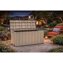 Evinizin Atölyesi Tekerlekli Kilitli Bahçe Depolama Sandığı Açık Gri 270 Lt