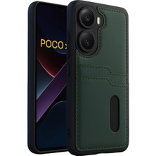 MK Beykoz Newface Xiaomi Poco X7 Pro Kılıf Sara Kartvizitli Deri Kılıf - Koyu Yeşil