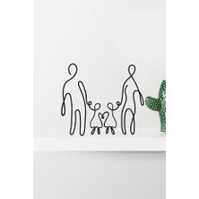 Alvina Atölye Aile Figürlü Anne - Baba - Iki Kız Çocuk Line Art Dekor Biblo - Bioplastik