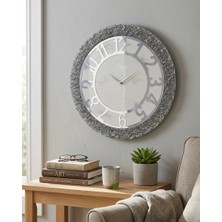 Af Epoxyart Duvar Saati - 50 cm - Modern Dekoratif Duvar Saati - Epoksi Duvar Saati - El Yapımı Duvar Saati - Gümüş Gri