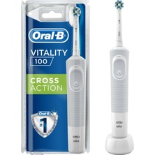 Oral-B Vitality D100 Şarj Edilebilir Elektrikli Diş Fırçası Beyaz Orta Sert Fırça Kılı 1 Adet