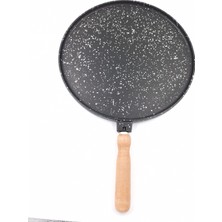 GRANİTLE İLERİ DÖNÜŞÜM 35 cm Çift Taraflı Gözleme ve Izgara Tavası | Granit ,yanmaz Yapışmaz Yüzey, Ahşap Saplı, 3 mm Kalınlık