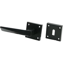 Uravas Store Eriş-13 Pratik Prizma ( Oda ) ( Siyah ) Rozetli Kapı Kolu TAKIM*4X15