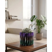 Alvo Store Buğz Modern Dalgalı Tasarımlı Mor 3D Dekoratif Vazo Ev Ofis Dekoru