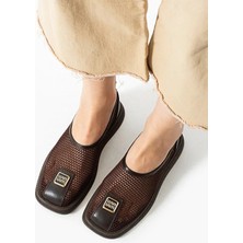 Dericia Shoes Summit Hakiki Deri Kadın Günlük Fileli Babet Ayakkabı