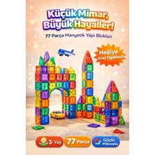 Denapcal Manyetik Yapı Blokları 77 Parça Mıknatıslı Bloklar 3+ Yaş Eğitici Oyuncak, Manyetik Oyuncak