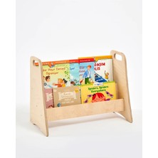 Muyuru Montessori Huş Ahşap Çocuk Kitaplığı 2 Raflı
