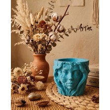 Alvo Store Buğz Estetik Kadın Yüzü Heykel Tasarımlı Dekoratif 3D Saksı Vazo
