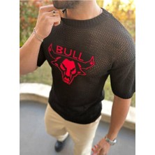 Elku Moda T-Shirt Nefes Alabilen Bisiklet Yaka Terletmez Pamuklu Fileli Tişört Oversize Tshirt Bull