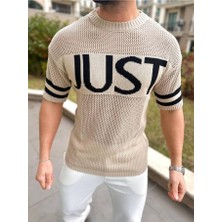 Elku Moda T-Shirt Nefes Alabilen Terletmez Salaş Pamuklu Fileli Tişört Oversize Tshirt Sıfır Kol Tişört