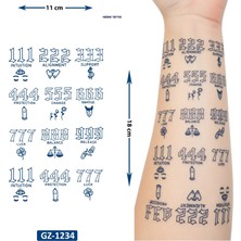 Airbrush Tattoo Şans Rakamları 1 Ay Kalıcı Geçici Dövme Yapıştırma Dövme