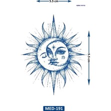 Airbrush Tattoo Güneş Ay Dostluğu 5 cm Minimal Geçici Dövme Yarı Kalıcı Geçici Dövme