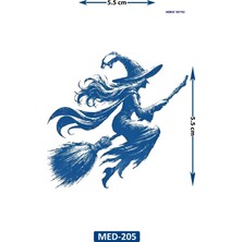 Airbrush Tattoo Süpürgeli Cadı 5 cm Minimal Geçici Dövme Yarı Kalıcı Geçici Dövme