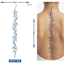 Airbrush Tattoo Sıralı Zarif Çiçekler 48 cm Büyük Boy Yarı Kalıcı Sırt Dövmesi