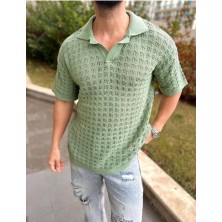 Elku Moda T-Shirt Nefes Alabilen Terletmez Polo Yaka Tshirt Slim Fit Italyan Yaka Tişört