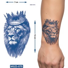Airbrush Tattoo Kral Aslan Taç Geçici Dövme Yarı Kalıcı Aylık Yapıştırma Dövme