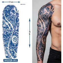 Airbrush Tattoo Zeus 3 Hafta Kalıcı Tam Kol Bacak Kaplama Yapıştırma Geçici Dövme 47 cm
