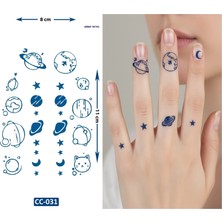 Airbrush Tattoo Gezegenler Minimal Parmak Dövmeleri Yarı Kalıcı Geçici Dövme
