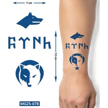 Airbrush Tattoo Göktürkçe Türk Bozkurt Geçici Dövme Yarı Kalıcı Aylık Yapıştırma Dövme
