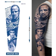Airbrush Tattoo Mafya 3 Hafta Kalıcı Tam Kol Bacak Kaplama Yapıştırma Geçici Dövme 47 cm