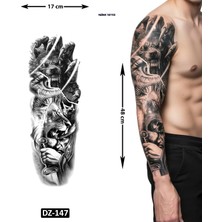 Airbrush Tattoo Aslan Kurt 1 Haftalık Tam Kol Bacak Yapıştırma Geçici Dövme 48 cm