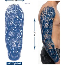 Airbrush Tattoo Aslan Kral 3 Hafta Kalıcı Tam Kol Bacak Kaplama Yapıştırma Geçici Dövme 47 cm