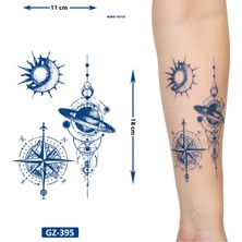 Airbrush Tattoo Gezegen Pusula 1 Ay Kalıcı Kalıcı Geçici Dövme Yapıştırma Dövme