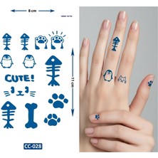 Airbrush Tattoo Sevimli Hayvanlar Minimal Parmak Dövmeleri Yarı Kalıcı Geçici Dövme