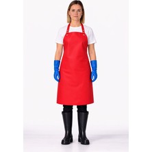 Bekiz Aşçı Kepi Üreticisi Bekiz Suni Deri Su Geçirmez Önlük Bulaşık Kasap Mermerci Endüstriyel Kullanım Için Kırmızı