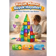 Denapcal Manyetik Yapı Blokları 43 Parça Mıknatıslı Bloklar 3+ Yaş Eğitici Oyuncak, Manyetik Oyuncak