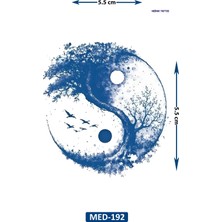 Airbrush Tattoo Ağaç Ying Yang Dostluğu 5 cm Minimal Geçici Dövme Yarı Kalıcı Geçici Dövme