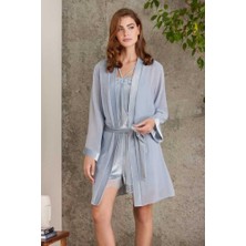 Pierre Cardin Dantelli Kadife Tulum Sabahlık Takım 4800 Mist
