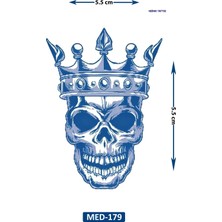 Airbrush Tattoo Kral Kuru Kafa 5 cm Minimal Geçici Dövme Yarı Kalıcı Geçici Dövme