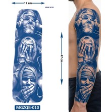 Airbrush Tattoo Üç Maymun Yarı Kalıcı Tam Kol Bacak Kaplama Geçici Dövme