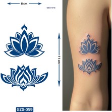 Airbrush Tattoo Lotus Çiçek Yarı Kalıcı 1 Aylık Geçici Yapıştırma Dövme