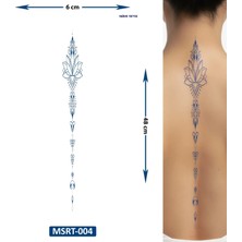 Airbrush Tattoo Sıralı Lotus Çiçeği 48 cm Büyük Boy Yarı Kalıcı Sırt Dövmesi