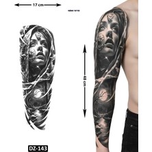 Airbrush Tattoo Orman Kadın 1 Haftalık Tam Kol Bacak Yapıştırma Geçici Dövme 48 cm