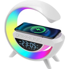 Alvo Store Buğz Kablosuz Şarjlı LED Işıklı Masa Saati Bluetooth Hoparlör Alarm Fonksiyonlu - Buğz