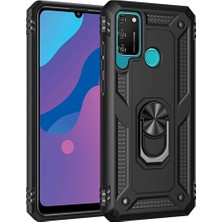 Newface Huawei Y6P Kılıf Sofya Yüzüklü Silikon Kapak - Siyah