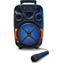 Upway LED Işıklı Mikrofonlu Şarjlı Bluetooth Hoparlör – 10W Tf USB Aux Tws 8 Inç Bass Woofer