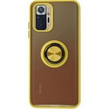 Newface Xiaomi Redmi Note 10 Kılıf Montreal Yüzüklü Silikon Kapak - Sarı