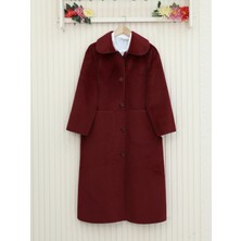 Moda Morfo Boydan Düğmeli Cepli Kaban  -Bordo