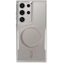 Newface Samsung Galaxy S24 Ultra Kılıf Boyi Magsafe Silikon Kapak - Gümüş