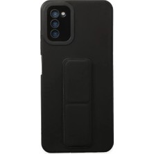 Newface Samsung Galaxy A03S Kılıf Mega Standlı Silikon - Siyah