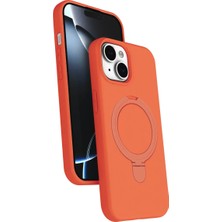 Newface Apple iPhone 15 Plus Regal Magsafe Standlı Kapak - Turuncu
